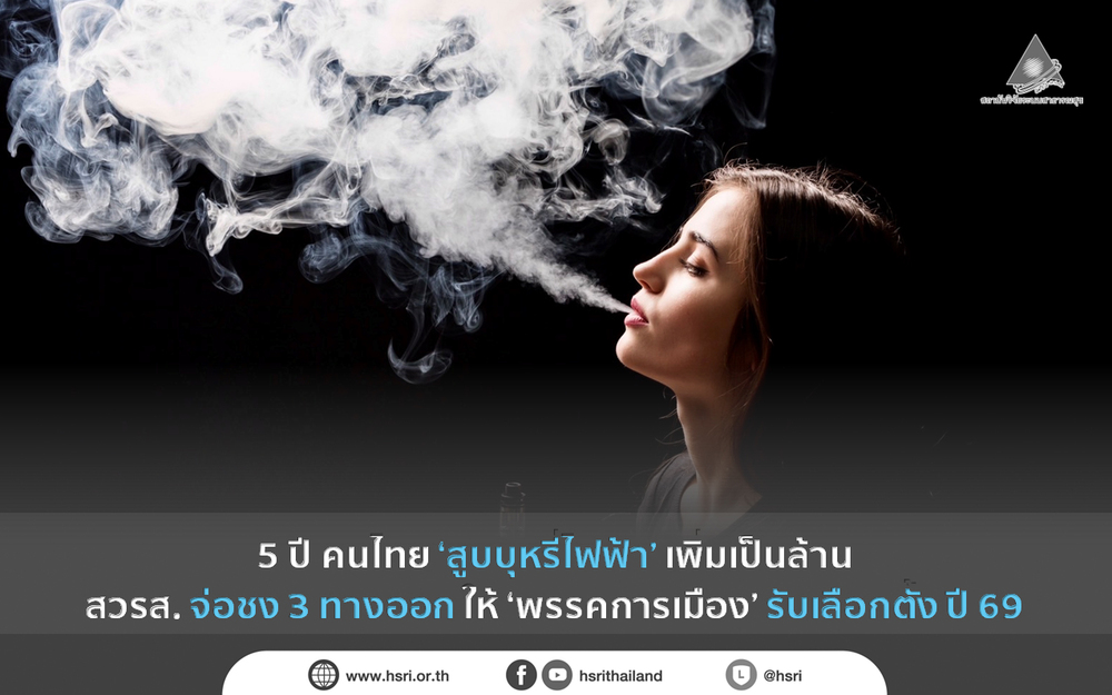 5 ปี คนไทย ‘สูบบุหรี่ไฟฟ้า’ เพิ่มเป็นล้าน สวรส. จ่อชง 3 ทางออก ให้ ‘พรรคการเมือง’ รับเลือกตั้ง ปี 69