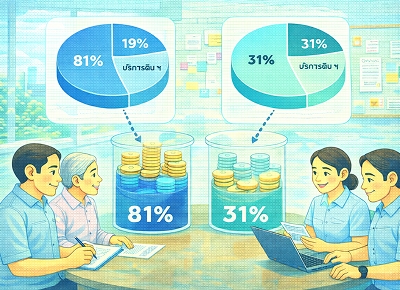 การเปรียบเทียบสัดส่วนการจัดสรรงบประมาณกองทุนประกันสุขภาพแห่งชาติระหว่างคู่สัญญาบริการสาธารณสุขระดับปฐมภูมิให้กับโรงพยาบาลส่งเสริมสุขภาพตำบลที่ถ่ายโอนและไม่ถ่ายโอนไปองค์กรปกครองส่วนท้องถิ่นเพื่อจัดทำข้อเสนอเชิงนโยบาย