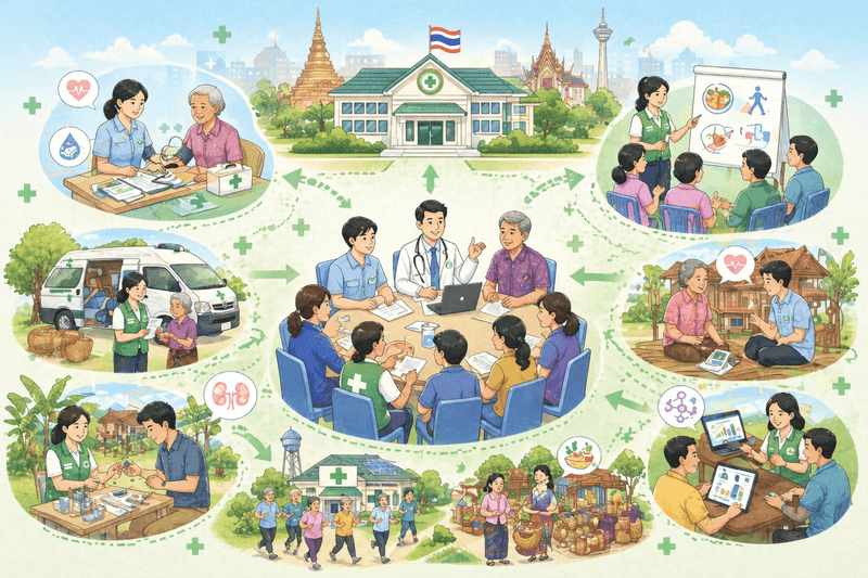 การนำผลงานวิจัยไปใช้ประโยชน์: รูปแบบการป้องกันและดูแลผู้ป่วยโรคไตเรื้อรัง เบาหวาน ความดันโลหิตสูง โดย อาสาสมัครสาธารณสุขร่วมกับบุคลากรทางสาธารณสุขในบริบทหน่วยบริการปฐมภูมิ จังหวัดขอนแก่น” 